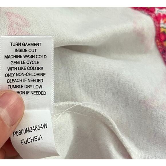 Farmers Market Paisley Lace Trim Balloon Sleeve Peasant Blouse Size L Pink Boho - Picture 10 of 10